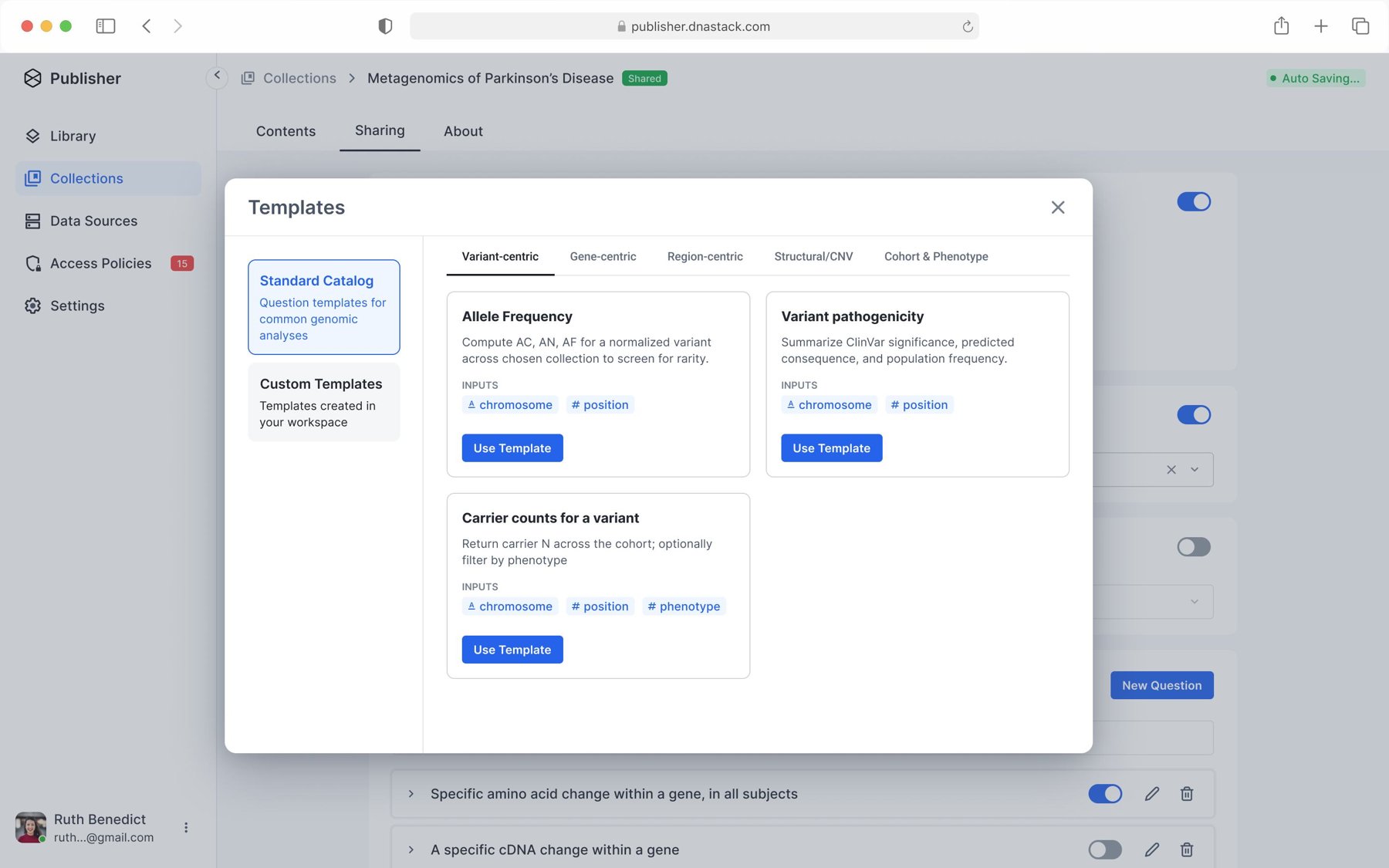 Templates catalog in Publisher